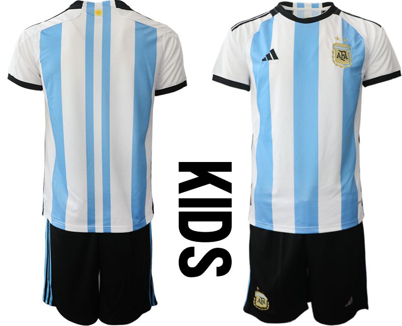 Youth 2022 World Cup National Team Argentina home white blank Soccer Jerseys->youth soccer jersey->Youth Jersey